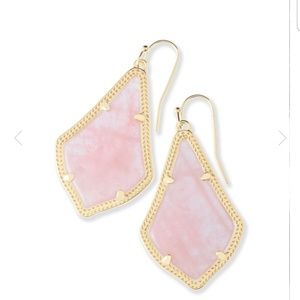 Alex Gold Drop Earrings In Rose Quartz